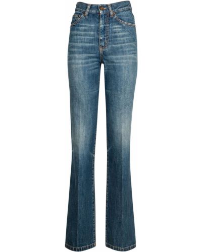 Jeansy z wysoką talią Saint Laurent niebieskie