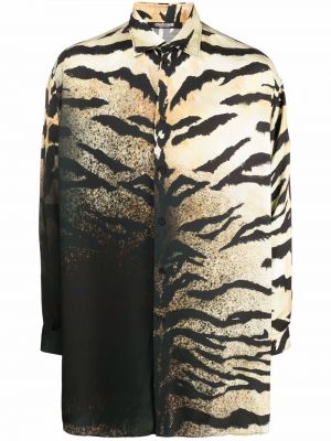 Tigrovaná košeľa s potlačou s prechodom farieb Roberto Cavalli čierna