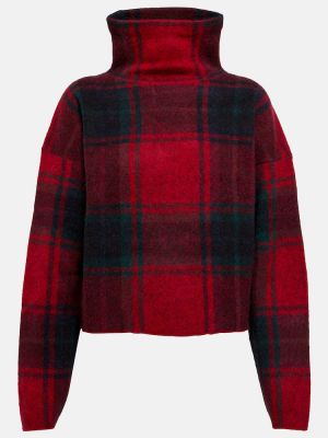 Volneni pulover iz alpake s karirastim vzorcem Polo Ralph Lauren rdeča