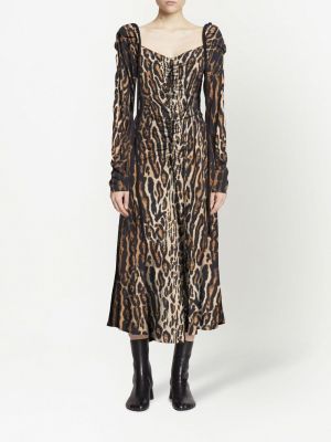 Krepové leopardí šaty Proenza Schouler hnědé