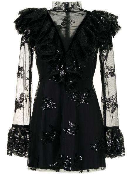 Prozirna večernja haljina sa šljokicama Macgraw crna