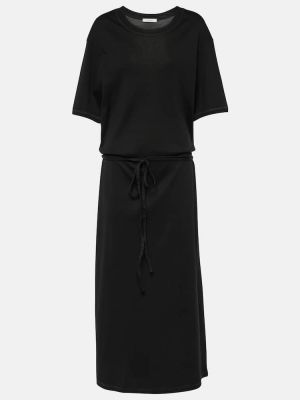 Pamučna midi haljina Lemaire crna