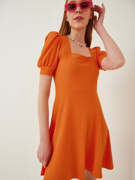 Φουσκωμένο φόρεμα Happiness İstanbul πορτοκαλί