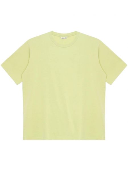 Bombažna majica z okroglim izrezom Auralee zelena