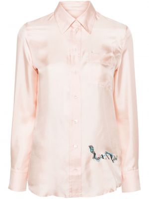 Копринена риза с принт Lanvin розово