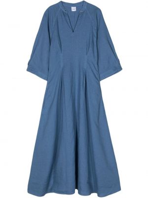 Ľanové dlouhé šaty Aspesi modrá