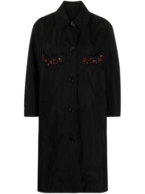 Satynowy płaszcz z kryształkami Simone Rocha czarny