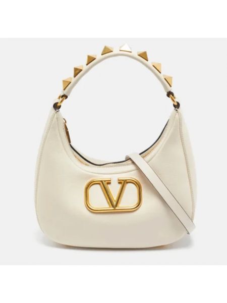 Bolsa de hombro de cuero Valentino Vintage blanco