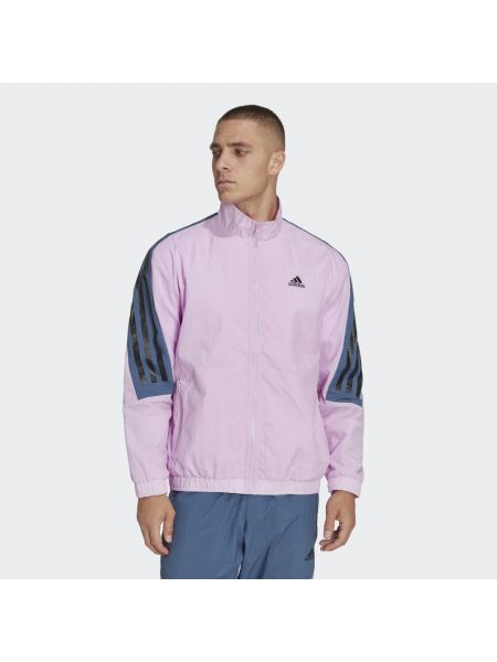 Bluza dresowa w paski pleciona Adidas fioletowa