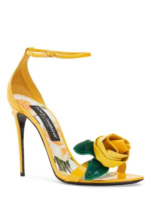 Кожени сандали от лакирана кожа Dolce & Gabbana жълто