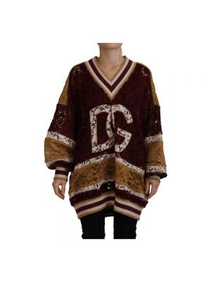 Sweter koronkowy Dolce And Gabbana brązowy