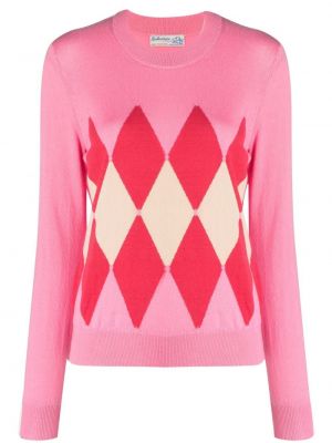 Аргайл кариран пуловер Ballantyne розово