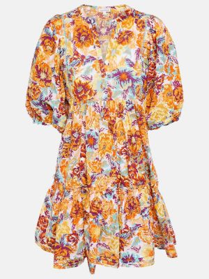 Pamučna haljina s cvjetnim printom Poupette St Barth žuta