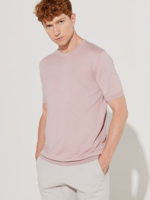Medvilninis polo marškinėliai trumpomis rankovėmis Altinyildiz Classics rožinė