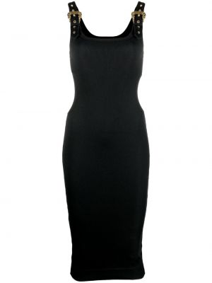 Megztas džinsinė suknelė su sagtimis Versace Jeans Couture juoda
