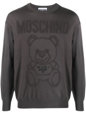 Vlnený sveter Moschino sivá