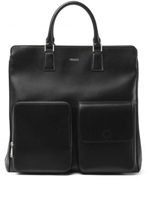 Δερμάτινη τσάντα shopper με τσέπες Versace