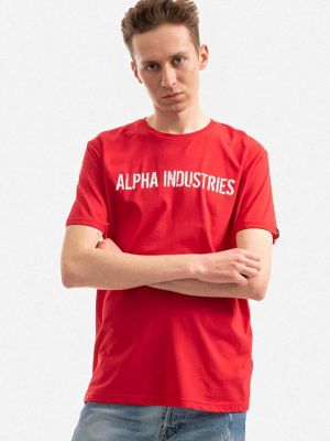 Bavlněné tričko s potiskem Alpha Industries červené