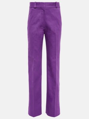 Bavlnené rovné nohavice Victoria Beckham fialová