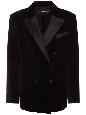 Bavlnený zamatový oblek Tom Ford čierna