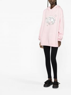 Raštuotas medvilninis džemperis su gobtuvu Vetements rožinė