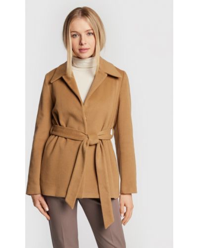 Gyapjú téli kabát Calvin Klein barna