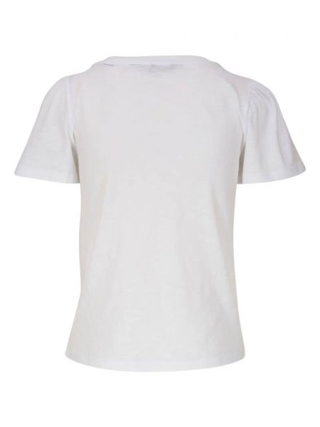 Bavlněné tričko s výstřihem do v Veronica Beard bílé