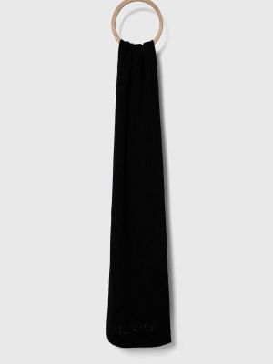 Однотонний вовняний шарф Hugo чорний