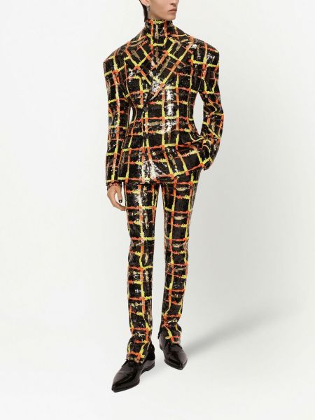Spodnie w kratkę z nadrukiem Dolce And Gabbana czarne