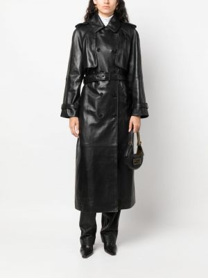 Kožený kabát Alberta Ferretti černý