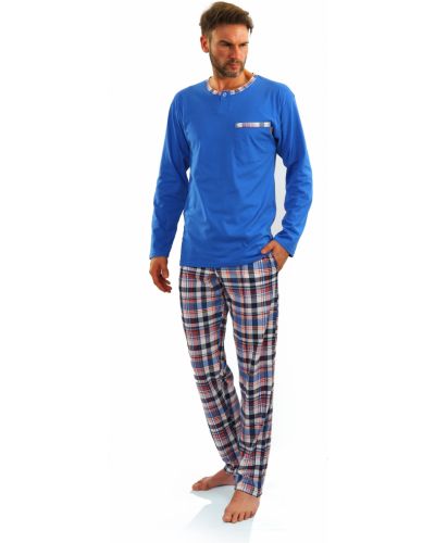 Kockované pyžamo Sesto Senso modrá