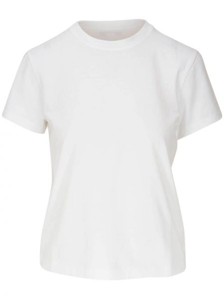 Kokvilnas t-krekls ar apaļu kakla izgriezumu Vince balts