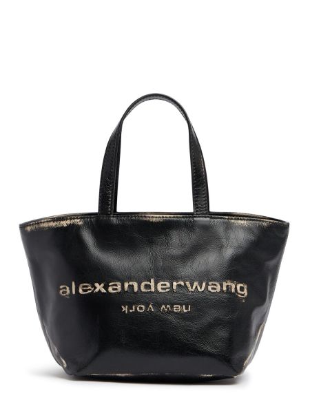 Deri mini çanta Alexander Wang siyah