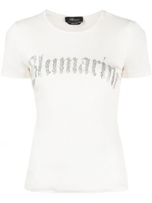 Тениска с принт с кръгло деколте Blumarine бяло