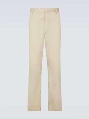 Bavlněné rovné kalhoty Prada béžové
