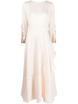 Памучна макси рокля с пайети Azzalia бяло