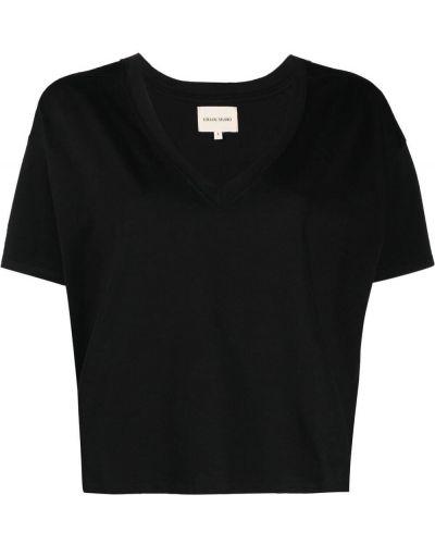 Marškinėliai v formos iškirpte Loulou Studio juoda