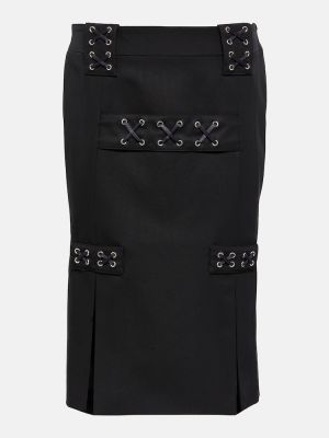 Midi sukně s nízkým pasem Alessandra Rich černé