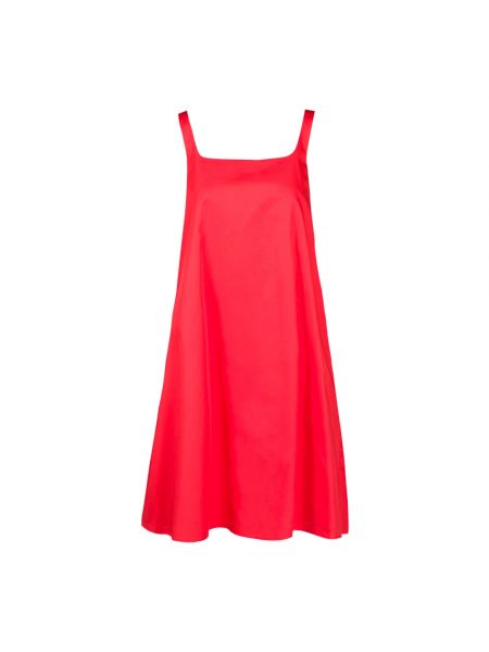 Sukienka midi bez rękawów z dekoltem kwadratowym Douuod Woman czerwona