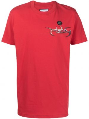 Памучна тениска с принт Philipp Plein червено