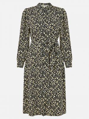 Леопардовое платье-рубашка с принтом Yumi черное