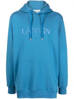 Flisas siuvinėtas džemperis su gobtuvu Lanvin mėlyna