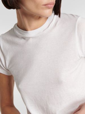 Βαμβακερή μπλούζα από ζέρσεϋ The Row λευκό