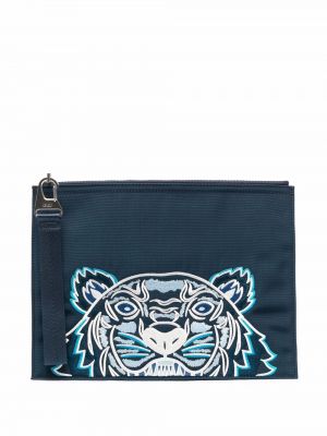 Kenzo cartera con cremallera y tigre bordado - Azul
