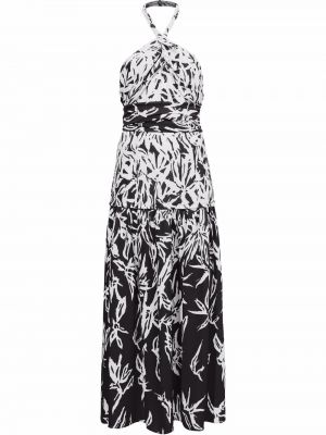 Květinové viskózové šaty s výstřihem halter Proenza Schouler - černá