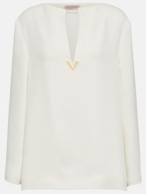 Μεταξωτή μπλούζα Valentino λευκό