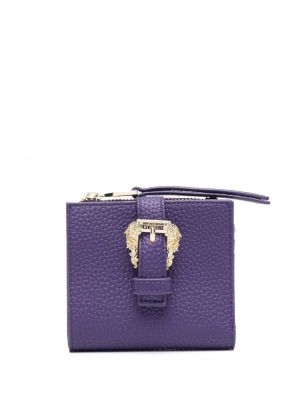 Kožená peňaženka s prackou Versace Jeans Couture fialová