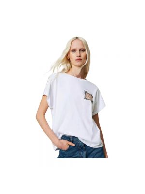 T-shirt mit stickerei Twinset weiß