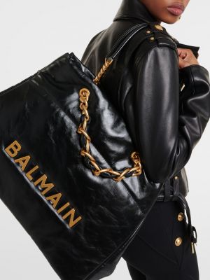 Кожаная сумка Balmain черная