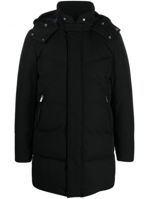 Пухено палто с качулка Boggi Milano черно